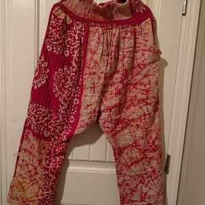 Kantha harem Red and Cream Patterned Pants
